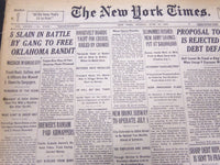 1933 JUNE 18 NEW YORK TIMES - 5 SLAIN BY GANG TO FREE OKLAHOMA BANDIT - NT 5227