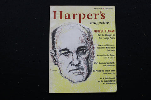 1956 AUGUST HARPER'S MAGAZINE - GEORGE KENNAN COVER - SP 4189A