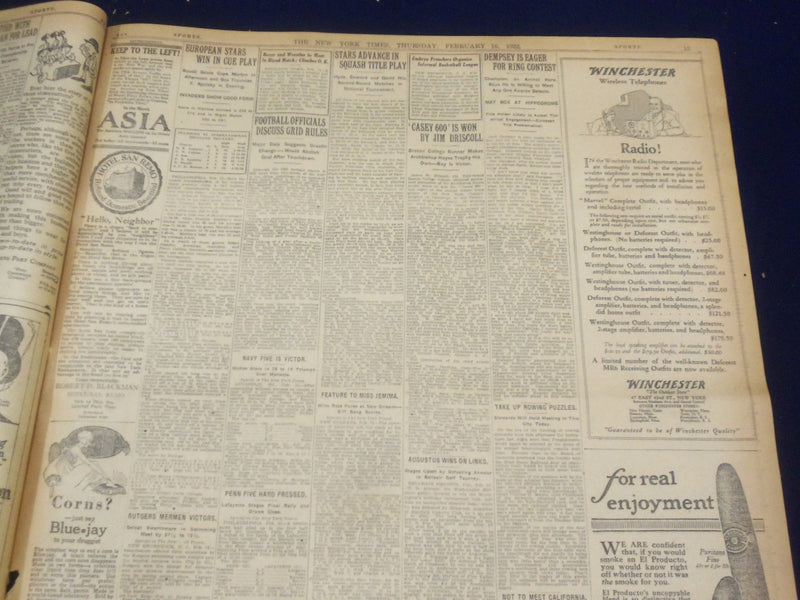 1922 FEBRUARY 16 NEW YORK TIMES - WORLD COURT OPENS IN HAGUE PALACE - NT 9014