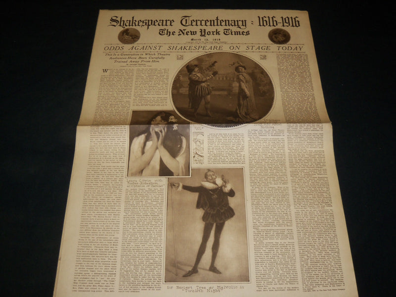 1916 NEW YORK TIMES PICTURE SECTION LOT OF 3 - SHAKESPEARE TERCENTARY - NP 5463