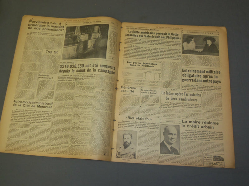 1944 OCT 26 LA PATRIE NEWSPAPER-FLOTTE AMERICAINE A LA POURSUITE JAPONAIS-FR2493