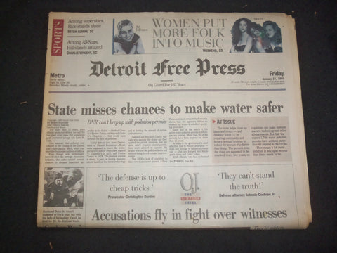 1995 JAN 27 DETROIT FREE PRESS NEWSPAPER-O.J. SIMPSON TRIAL ACCUSATIONS- NP 7668