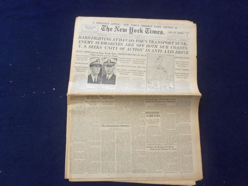 1941 DEC 21 NEW YORK TIMES - FIGHTING AT DAVAO, FOE'S TRANSPORT SUNK - NP 6486