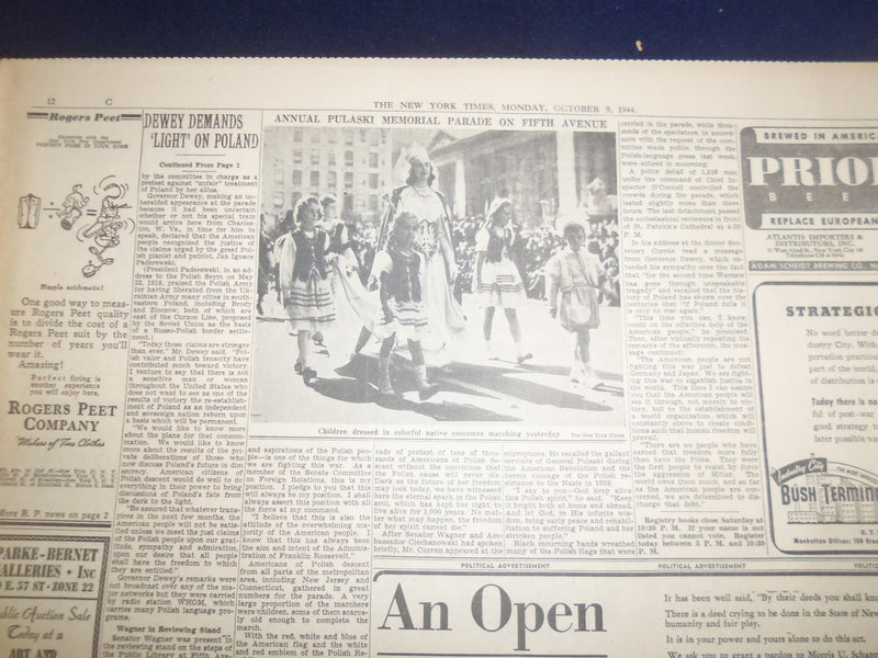 1944 OCT 9 NEW YORK TIMES - U.S. VISE GRIPS AACHEN; 3D ARMY LASHES OUT - NP 6636
