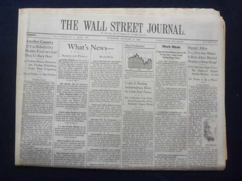 1999 AUG 24 THE WALL STREET JOURNAL -ROBERT STIGWOOD, 1970'S STAR MAKER - WJ 326