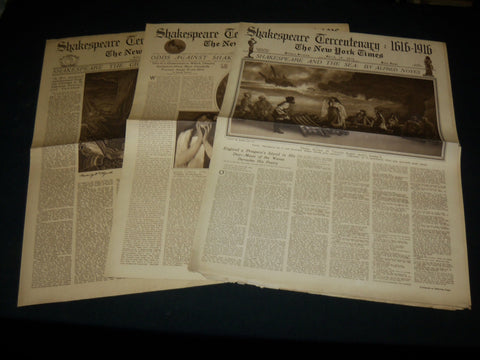 1916 NEW YORK TIMES PICTURE SECTION LOT OF 3 - SHAKESPEARE TERCENTARY - NP 5463