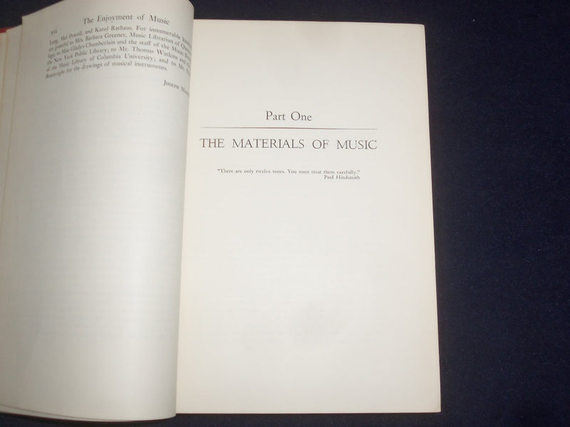 1955 THE ENJOYMENT OF MUSIC HARDCOVER BOOK BY JOSEPH MACHLIS - KD 9147