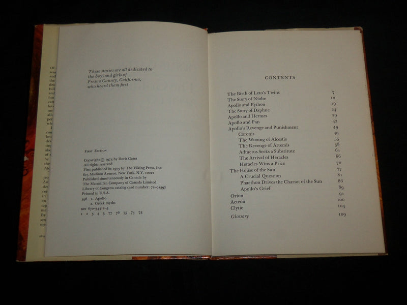 1973 THE GOLDEN GOD HARDCOVER BOOK BY DORIS GATES - COCONIS - KD 6870
