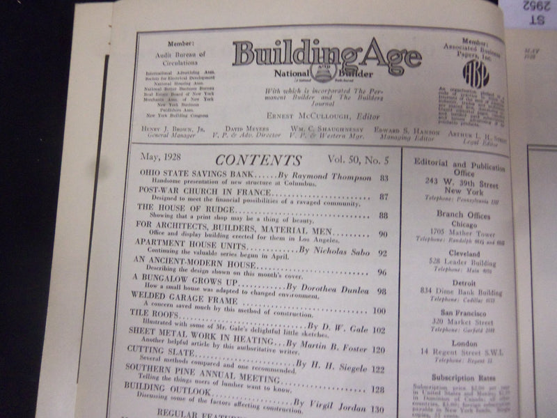 1928 MAY BUILDING AGE MAGAZINE - GREAT ADS & PHOTOS - ST 2952