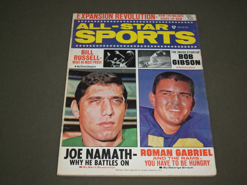 1969 FEBRUARY ALL-STAR SPORTS MAGAZINE - JOE NAMATH & ROMAN GABRIEL - SP 9761