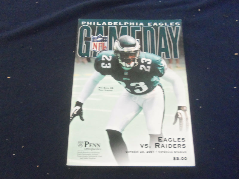 2001 OCT 28 GAMEDAY MAGAZINE- PHILADELPHIA EAGLES VS OAKLAND RAIDERS - ST 2968J