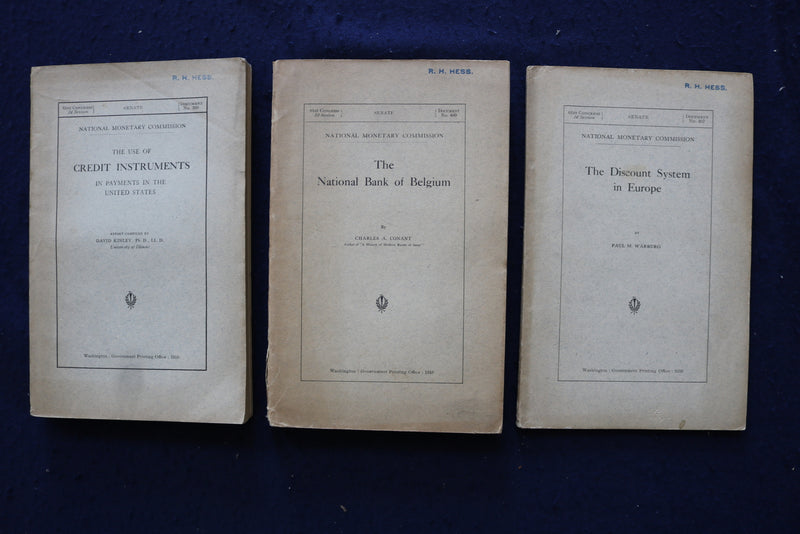 1910 NATIONAL MONEYTARY COMMISSION REPORTS - LOT OF 9 - O 3469