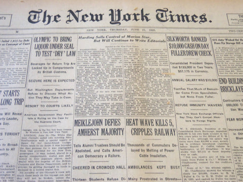 1923 JUNE 21 NEW YORK TIMES - SILKWOOD BANKED $10,000 CASH - NT 5759