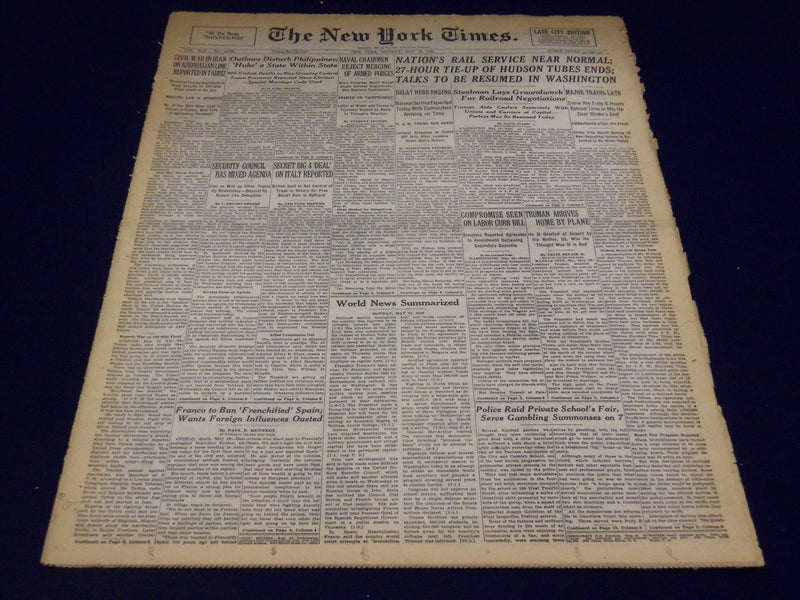 1946 MAY 20 NEW YORK TIMES - NATION'S RAIL SERVICE NEAR NORMAL - NT 2296