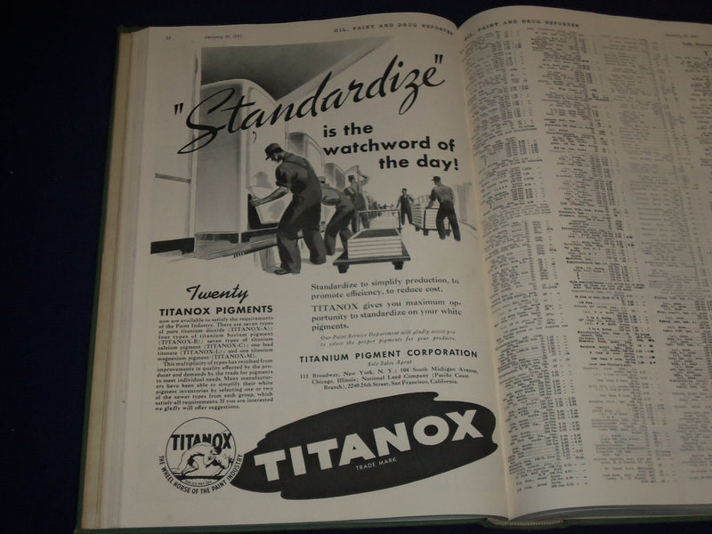 1941 OIL PAINT & DRUG REPORTER MAGAZINE BOUND VOL LOT OF 4 - GREAT ADS - KD 1221