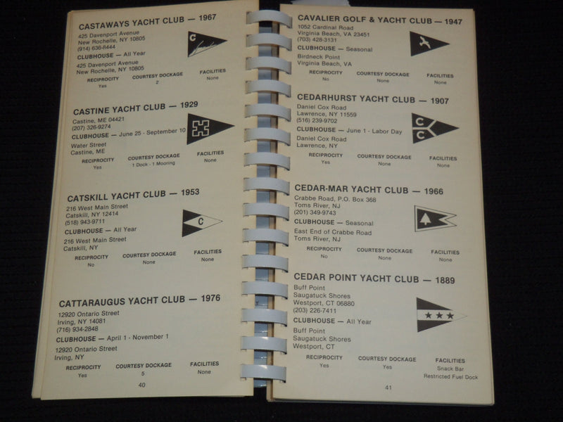 1982-1983 REGISTER OF AMERICAN YACHT CLUBS - SOFTOCVER - KD 5981Y