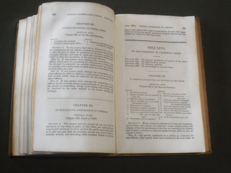 1854 COMPILED STATUTES OF THE STATE OF NEW HAMPSHIRE SECOND EDITION - KD 4637