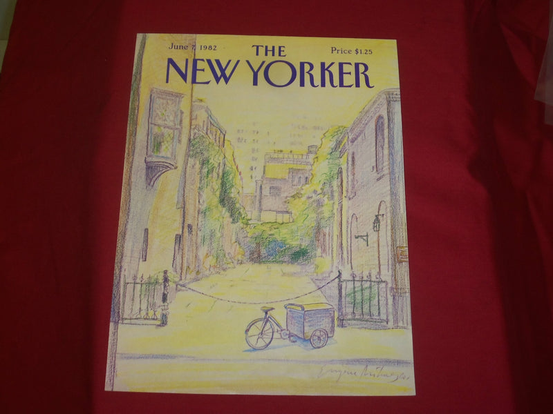 1982 JUNE 7 NEW YORKER MAGAZINE FRONT COVER ONLY - GREAT ART FOR FRAMING