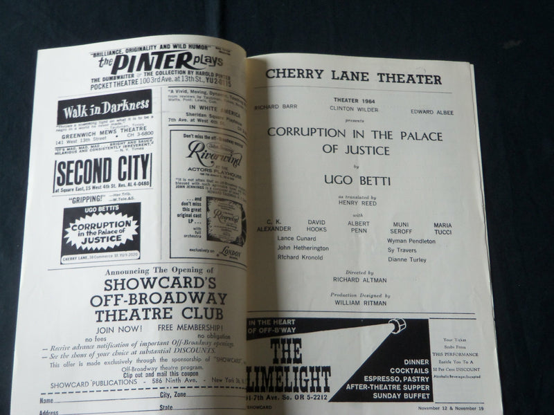 1960'S SHOWCARD BROADWAY PROGRAMS LOT OF 5 - STERNHAGEN - DOM DELUISE - J 3888