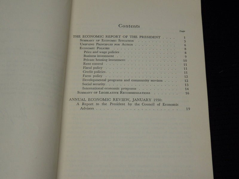 1950 JANUARY THE ECONOMIC REPORT OF THE PRESIDENT BULLETIN - WASHINGTON - J 9882