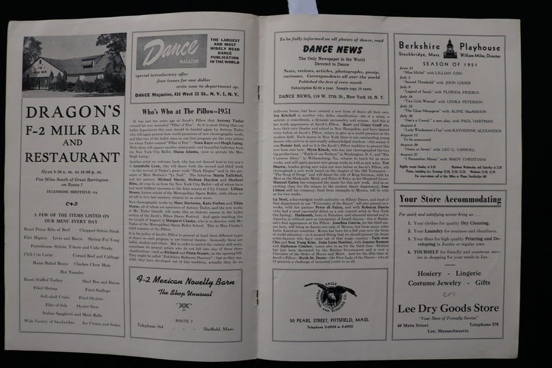 1951 JACOB'S PILLOW DANCE FESTIVAL PROGRAM - K 2261