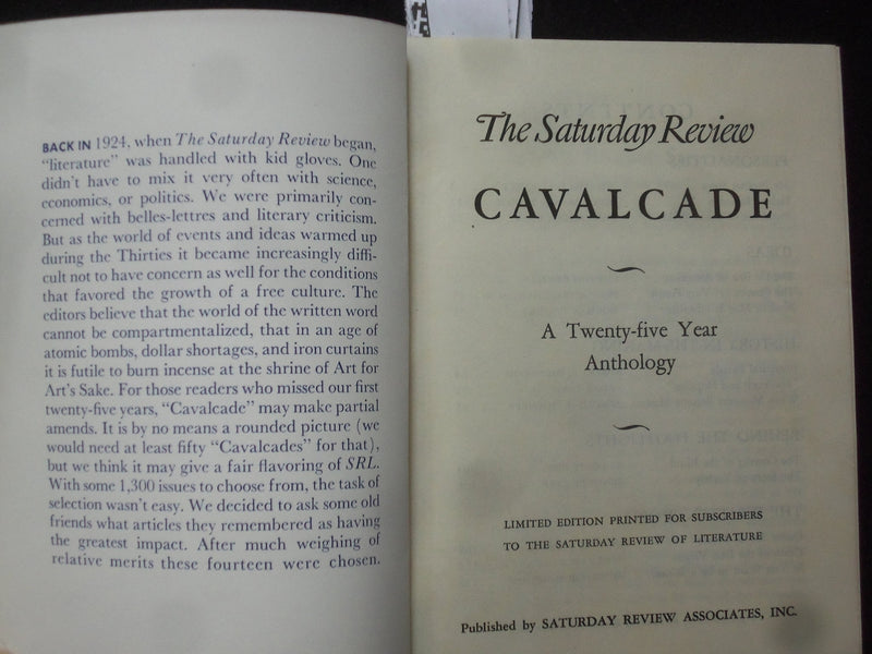1950 THE SATURDAY REVIEW CAVALCADE - 25-YEAR ANTHOLOGY SOFTCOVER BOOK - J 9948