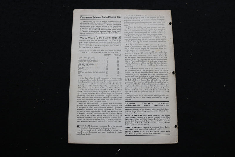 1939 SEPTEMBER CONSUMERS UNION REPORTS MAGAZINE - SP 4179Z
