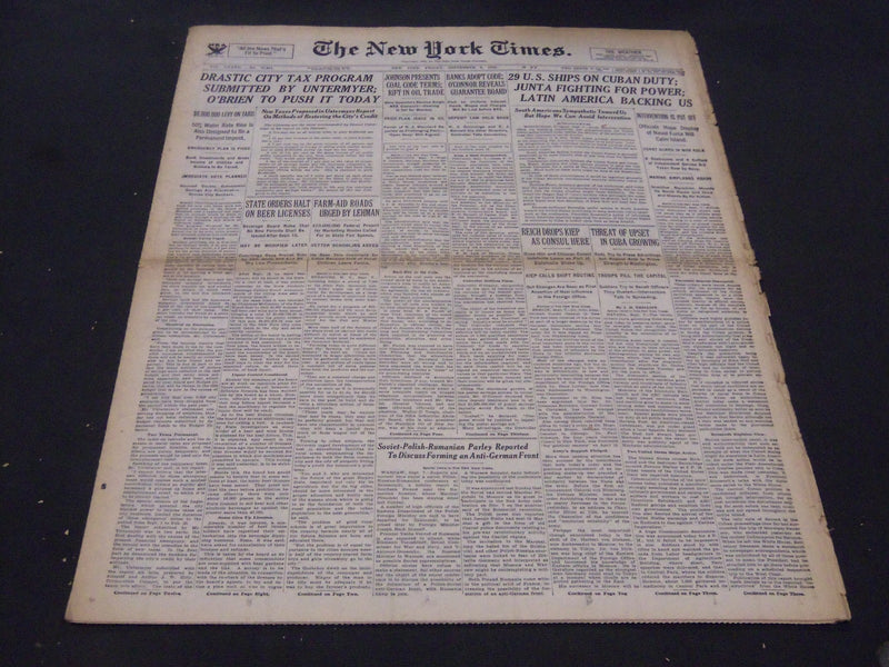 1933 SEPT 8 NEW YORK TIMES - CITY TAX PROGRAM SUBMITTED BY UNTERMEYER - NT 5260