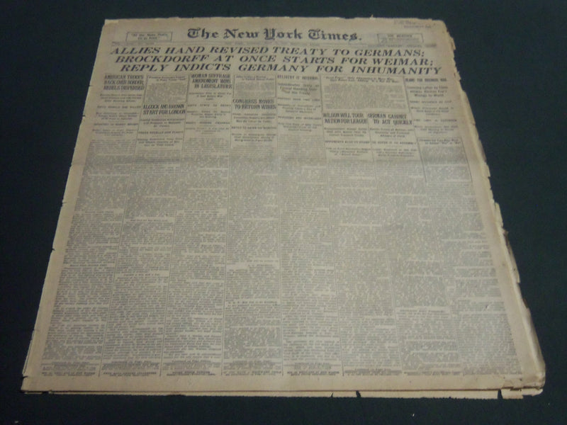 1919 JUNE 17 NEW YORK TIMES - ALLIES HAND REVISED TREATY TO GERMANS - NT 6658