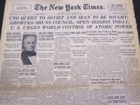 1946 MARCH 29 NEW YORK TIMES - GROMYKO SHUNS COUNCIL - NT 4227