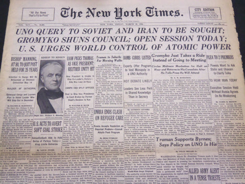1946 MARCH 29 NEW YORK TIMES - GROMYKO SHUNS COUNCIL - NT 4227