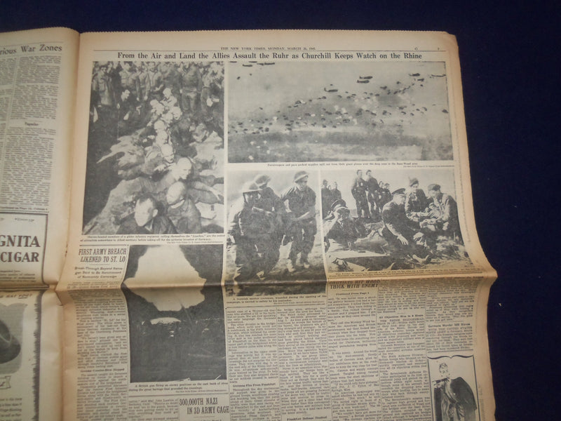 1945 MARCH 26 NEW YORK TIMES - 3D ARMY CROSSES MAIN IN 27-MILE DASH - NP 6677