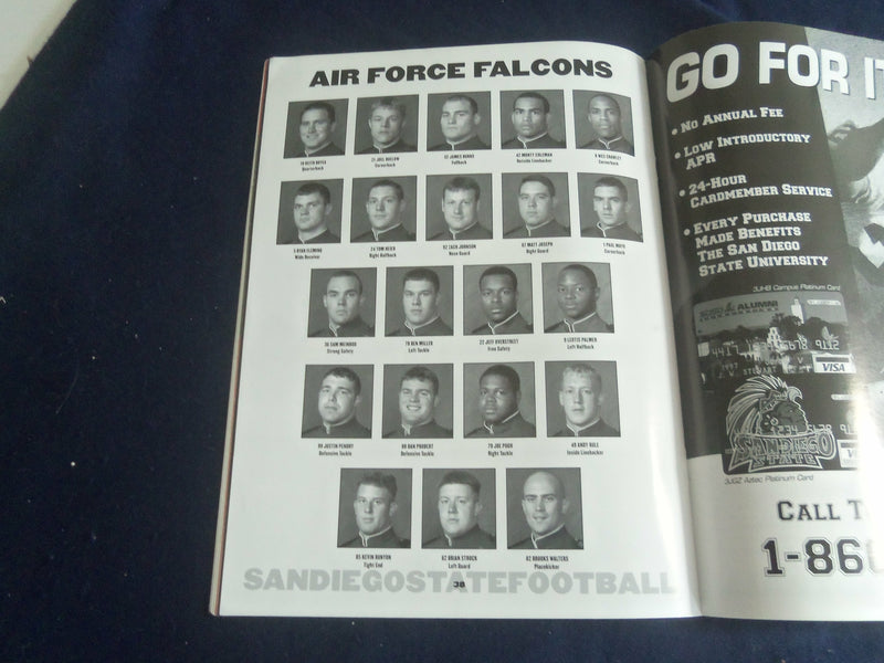 2001 SEP 29 FOOTBALL PROGRAM - SAN DIEGO STATE UNIVERSITY VS AIR FORCE- SP 1218X