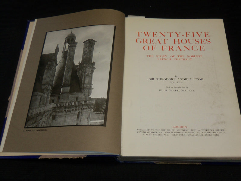 1916 TWENTY GREAT HOUSES OF FRANCES HARDCOVER BOOK BY THEODORE COOK - R 732O