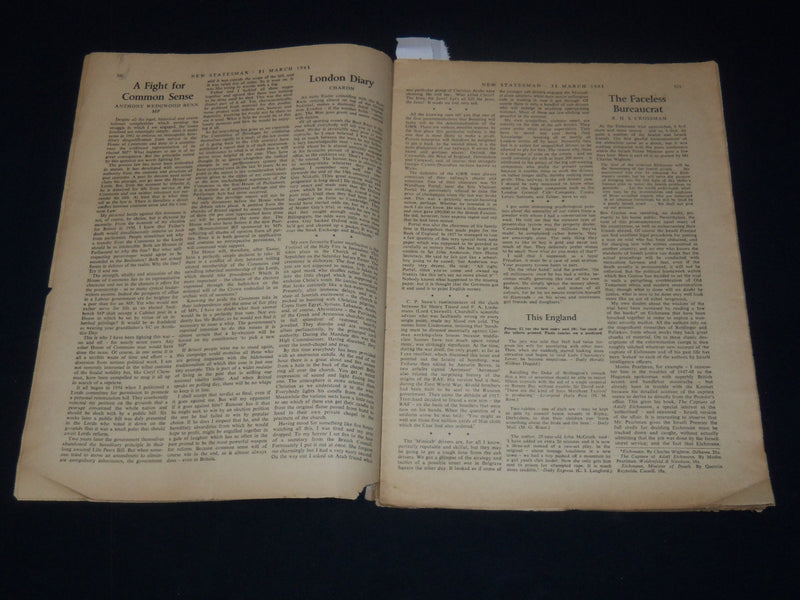 1961 MARCH 31 NEW STATESMAN WEEK-END REVIEW MAGAZINE - EICHMANN TRIAL - K 2060