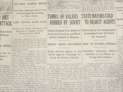 1922 JUNE 9 NEW YORK TIMES - TOMBS OF RULERS ROBBED BY SOVIET - NT 8396