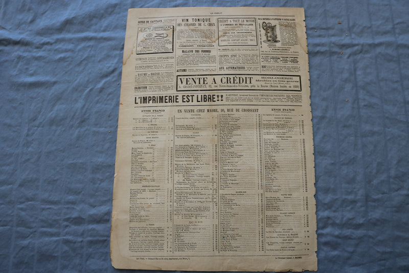 1873 APRIL 27 LE GRELOT NEWSPAPER - ENTRE PARIS ET LYON - FRENCH - NP 8621