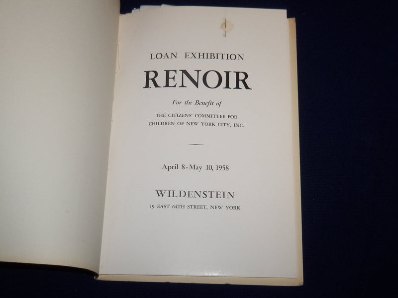 1958 RENOIR - LOAN EXHIBITION CATALOG - WILDENSTEIN - SOFTCOVER - K 502