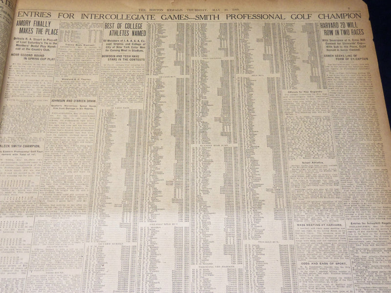 1909 MAY 20 THE BOSTON HERALD - PRESIDENT LOWELL AT HARVARD HELM - BH 401