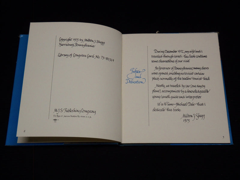 1973 MY IMPRESSIONS OF ISRAEL BOOK BY MILTON J. SHAPP - INSCRIBED - KD 7739