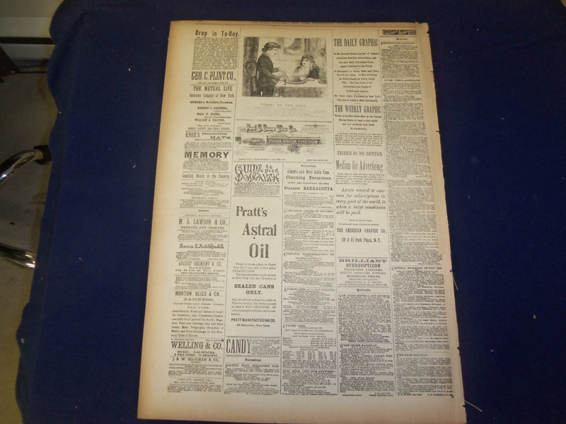 1887 OCTOBER 5 THE DAILY GRAPHIC NEWSPAPER - TRYING TO BLOCK HIS PATH - NT 7674