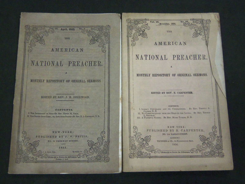 1852-1866 THE AMERICAN NATIONAL PREACHER MAGAZINE LOT OF 4 ISSUES - WR 430
