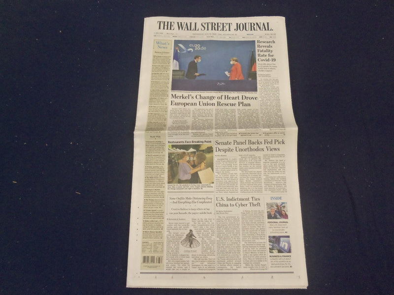 2020 JULY 22 WALL STREET JOURNAL - MERKEL DROVE EUROPEAN UNION RESCUE PLAN