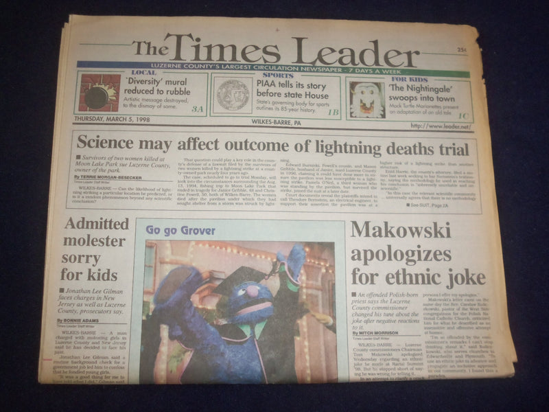 1998 MARCH 5 WILKES-BARRE TIMES LEADER - MAKOWSKI APOLOGIZES FOR JOKE - NP 8216