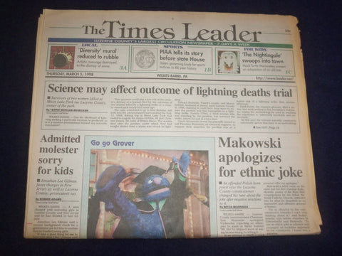 1998 MARCH 5 WILKES-BARRE TIMES LEADER - MAKOWSKI APOLOGIZES FOR JOKE - NP 8216