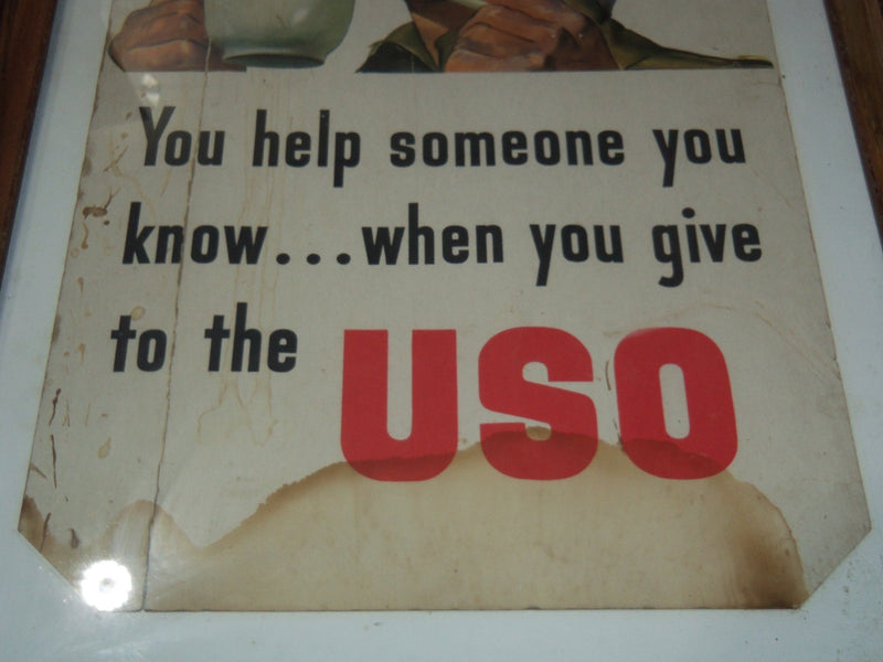 OLD USO POSTER BY HOWARD SCOTT - FRAMED - 19