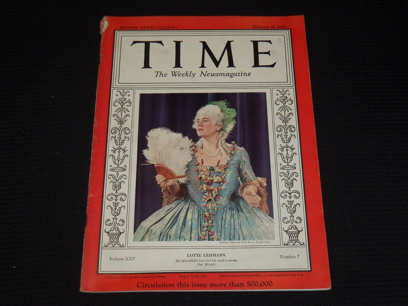 1935 FEBRUARY 18 TIME MAGAZINE - LOTTE LEHMAN - T 457