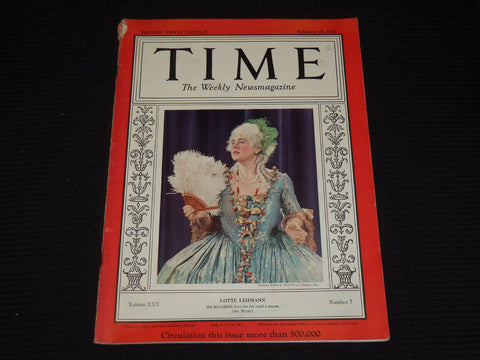 1935 FEBRUARY 18 TIME MAGAZINE - LOTTE LEHMAN - T 457