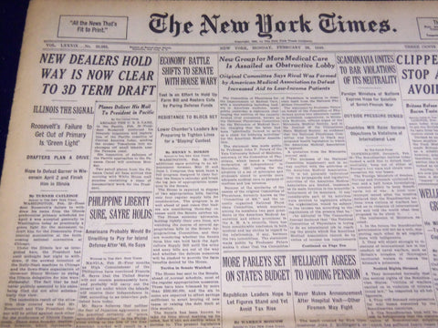 1940 FEBRUARY 26 NEW YORK TIMES - NEW DEALERS 3D TERM CLEAR - NT 2941