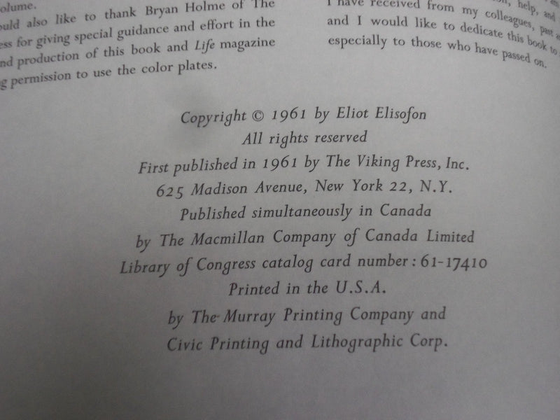 1961 COLOR PHOTOGRAPHY HARDCOVER BOOK BY ELIOT ELISOFON - GREAT PHOTOS - KD 2973